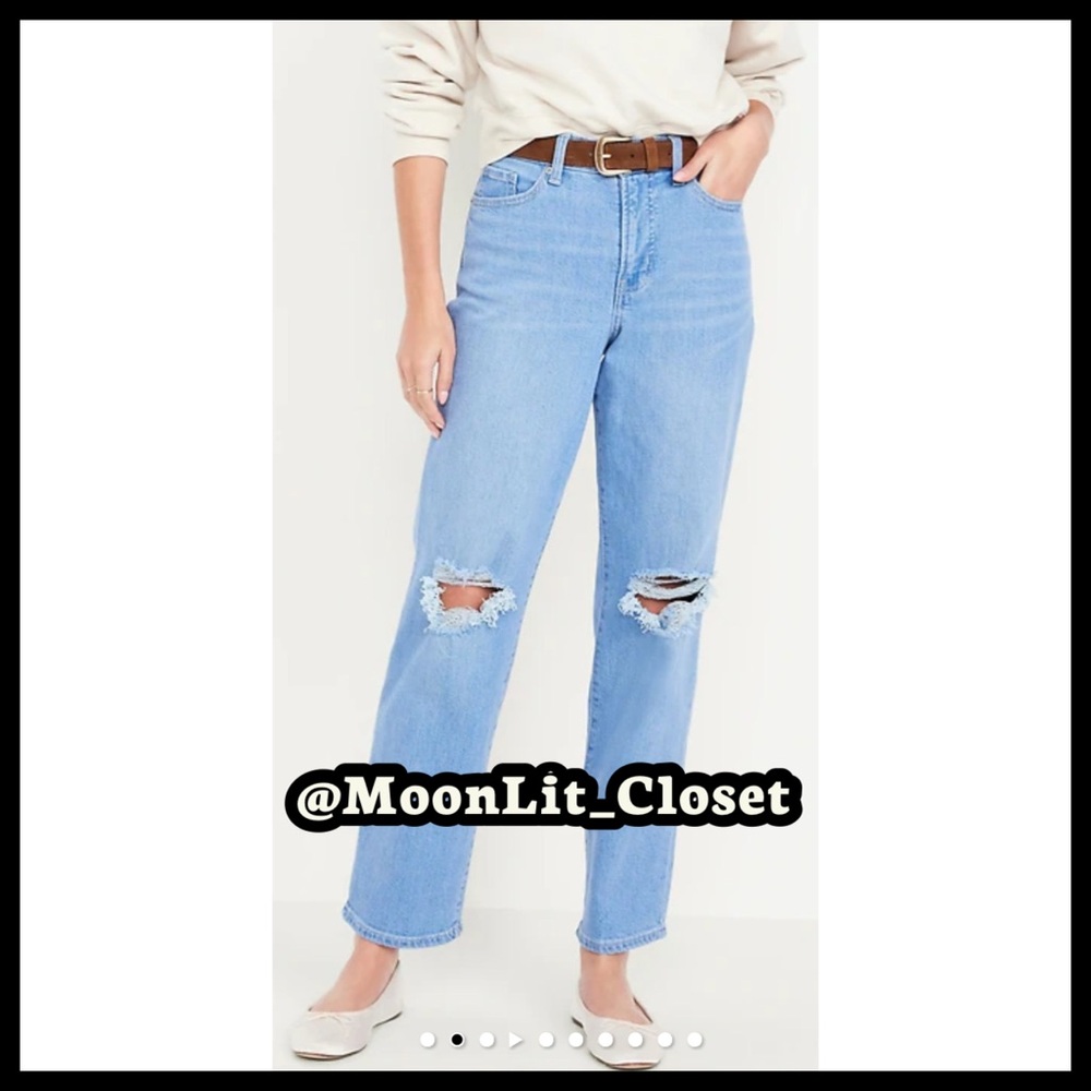 Old Navy High-Waisted OG Loose Ripped Jeans Ripped Indigo Plus Size 20 - Picture 2 of 4